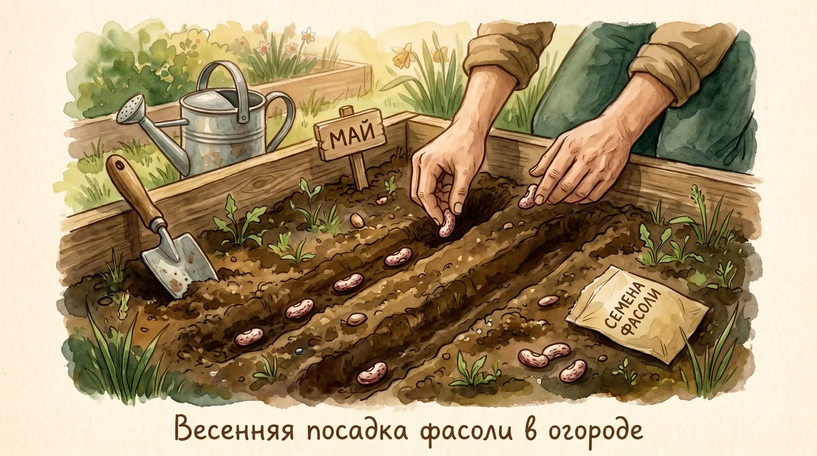 Посев бобов в мае 2026: схема, глубина и сорта